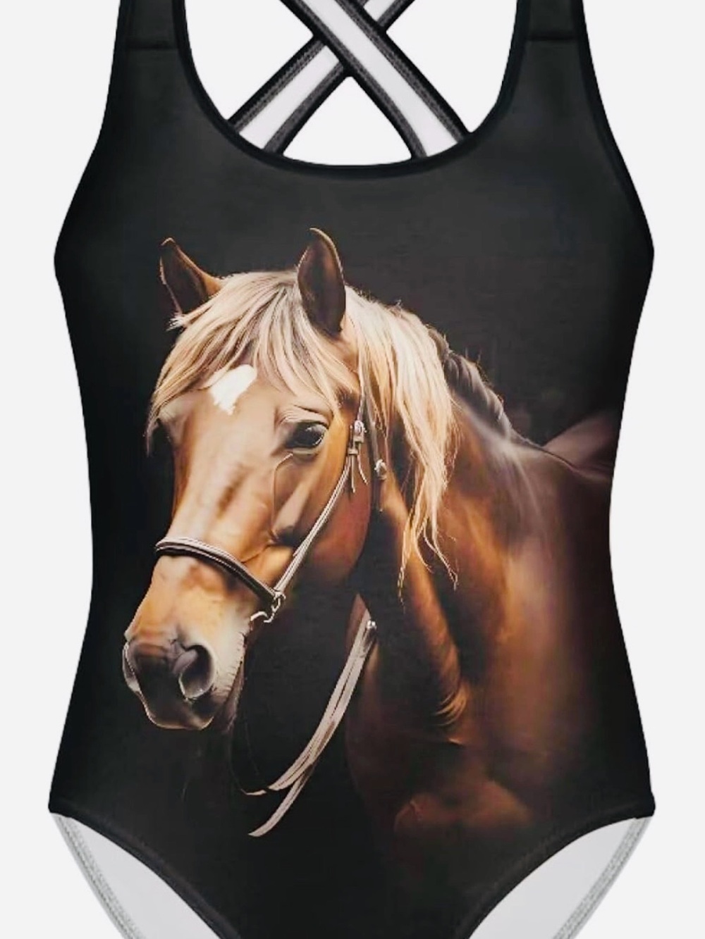 Girls Horse One‑Piece Swimsuit — Size 11/12 — Brand New